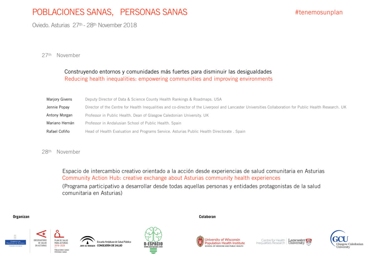 Jornadas 27 y 28 de noviembre. Poblaciones sanas, personas sanas